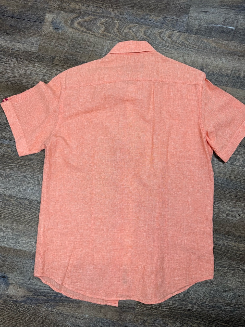 Robert Graham Linen Coral Short Sleeve Button-Down Shirt SZ L - Picture 9 of 11